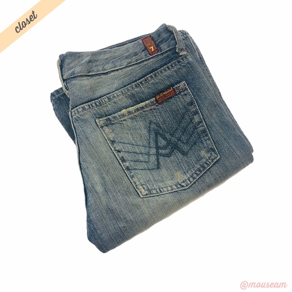7 For All Mankind Denim - [7FAM] Distressed "A" Pocket Bootcut Jeans
